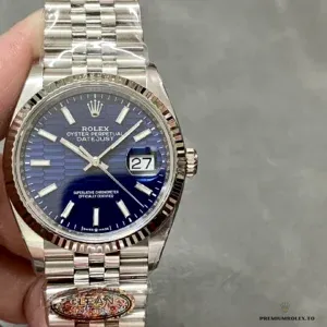 Wrist shot of the Rolex Datejust 126234 blue on Jubilee bracelet