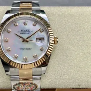 Wrist shot of the Rolex Datejust 126333 mother of pearl on Oyster