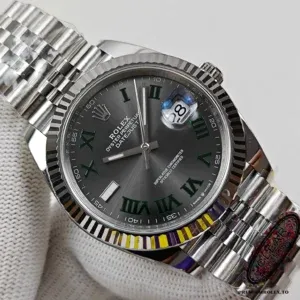 Wrist shot of the Rolex Datejust 126334 grey dial on Jubilee bracelet