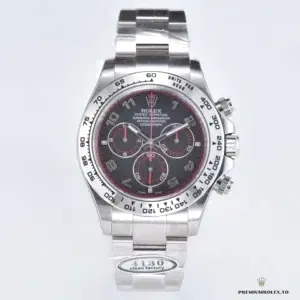 Luminescent hour markers and hands on the black Daytona dial
