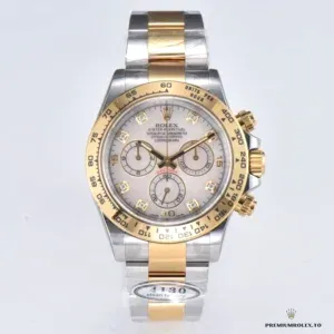 Daytona 116523 caseback showing two-tone steel and gold finishing