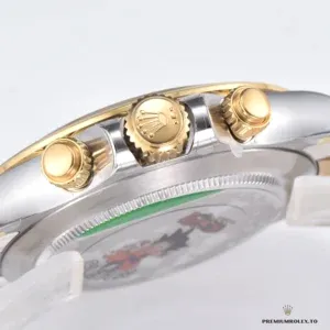 Angled view of Daytona 116503 showing tachymeter engraving on gold-plated bezel