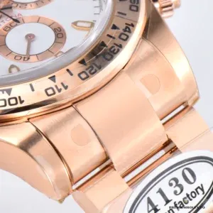 Daytona 116505 full bracelet stretch showing rose gold-plated links