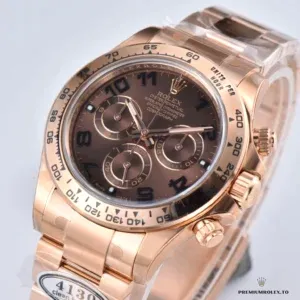 Tachymeter scale on the Everose gold-plated bezel of the Daytona 116505