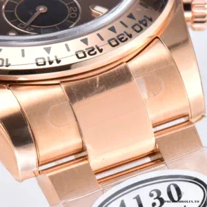 Chocolate dial macro showing snailed subdial textures in detail