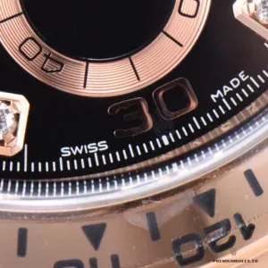 Daytona 116505-0015 side profile showing Everose gold-plated case and bezel