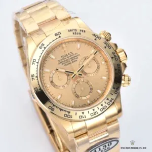 Tachymeter bezel engraving close-up on the yellow gold Daytona