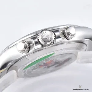 Daytona 116509 caseback detail showing white gold plated finish