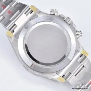 Close-up of iridescent mother of pearl dial with diamond indices