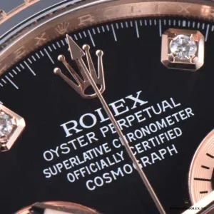 Wrist shot of the Daytona 116515LN-0057 black diamond on Oysterflex