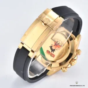 Daytona 116518LN side profile showing Cerachrom bezel and gold lugs