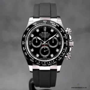 Crown and pushers from the case side of the Daytona 116519LN