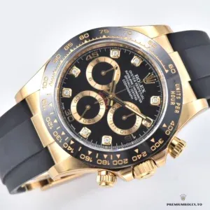 Cerachrom tachymeter bezel detail on the yellow gold Daytona