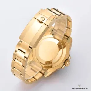 Bezel insert close-up showing gold-filled numerals on blue Cerachrom ceramic