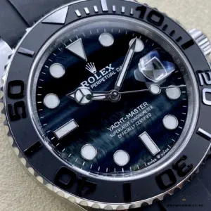 Wrist shot of the Rolex Yacht-Master 226659 white gold on Oysterflex