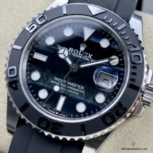 Yacht-Master 226659 at angle showing white gold tone against black dial