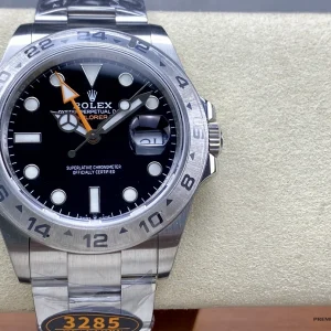 Replica Explorer II 226570 crown detail with Twinlock screw-down mechanism