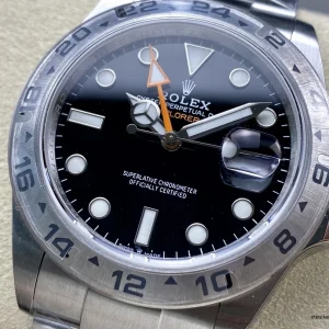 Rolex Explorer II 226570 wrist shot displaying brushed Oyster bracelet on wrist