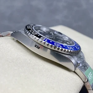 Batman GMT lume shot with blue Chromalight glow in darkness