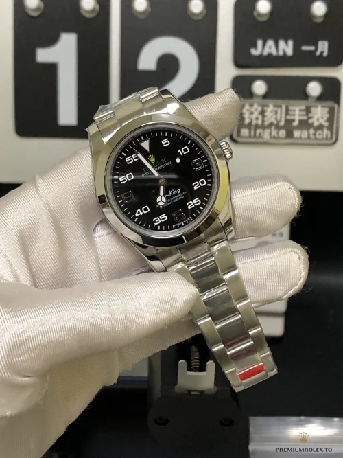 Replica Rolex Air-King 38mm Dial Black 1454020 - Swiss Movement Replica Watch
