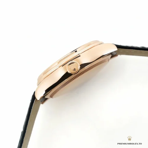 Fake Rolex Cellini Dual Time Rose Gold 50525 Black Dial - Affordable Luxury Fake Timepiece