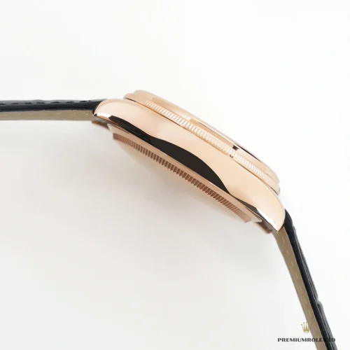 Fake Rolex Cellini Dual Time Rose Gold 50525 Black Dial - 1:1 Swiss Replica Watch