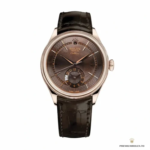 Superclone Rolex Cellini Dual Time Rose Gold 50525.015 Brown Dial - Swiss Movement Replica Watch
