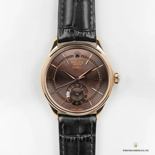 Superclone Rolex Cellini Dual Time Rose Gold 50525.015 Brown Dial - Swiss Movement Replica Watch