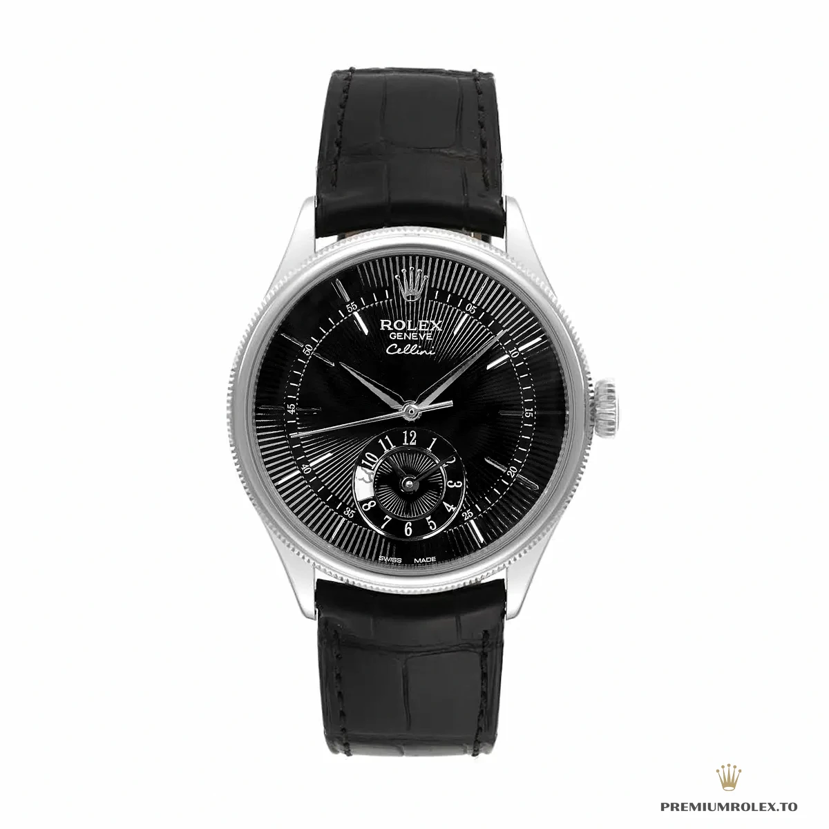 Super Clone Rolex Cellini Dual Time White Gold 50529 Black Dial 39mm - Factory Super Clone Watch