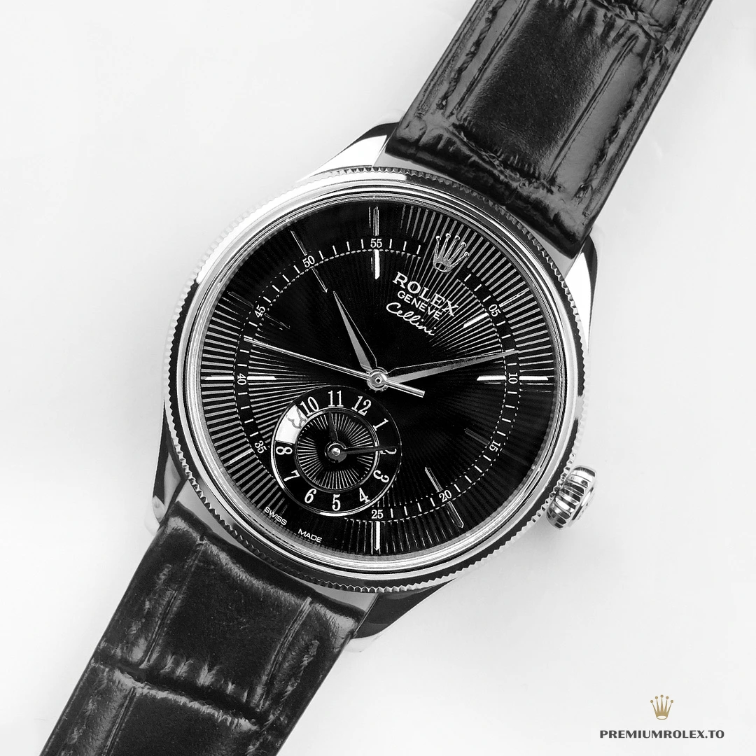 Super Clone Rolex Cellini Dual Time White Gold 50529 Black Dial 39mm - Swiss-Made Clone Watch