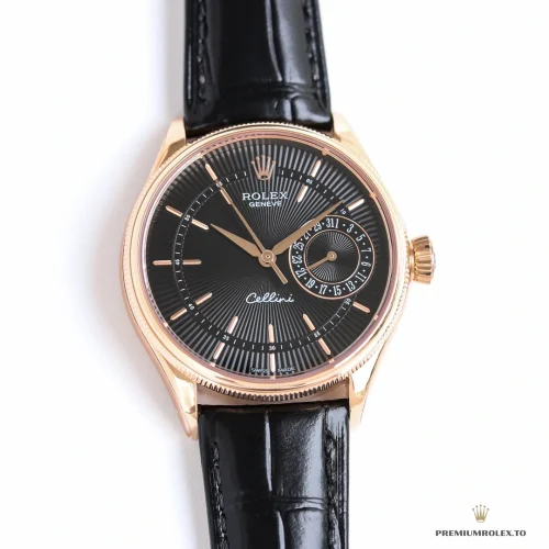 Replica Rolex Cellini Rose Gold 50515 39mm Black Dial - Affordable Super Clone Watch