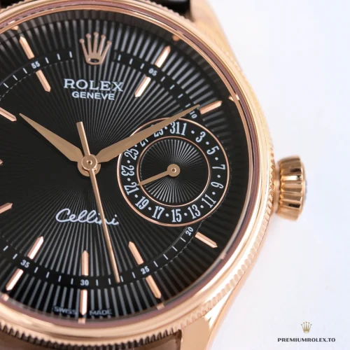 Replica Rolex Cellini Rose Gold 50515 39mm Black Dial - Swiss Movement Replica Watch