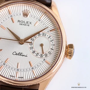 Fluted double bezel detail on the Cellini 50515 Everose gold-plated case