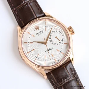 Guilloche center pattern close-up on white dial