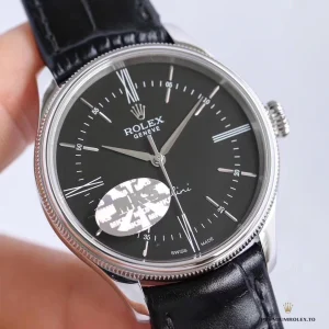 Fluted bezel architecture detail on 39mm white gold-plated case