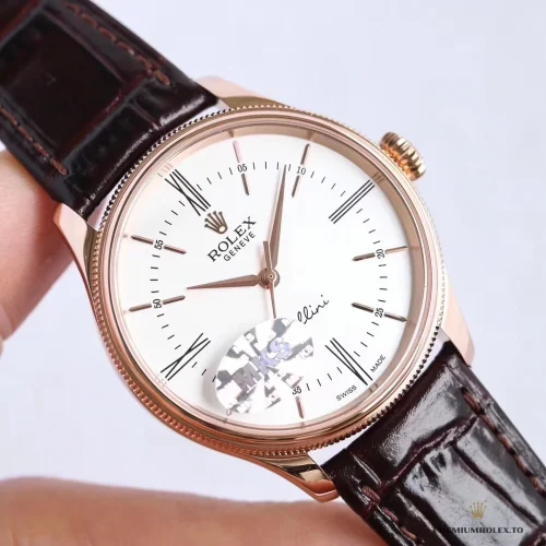 Superclone Rolex Cellini Time Rose gold 50505 39mm White Dial - Swiss Movement Replica Watch