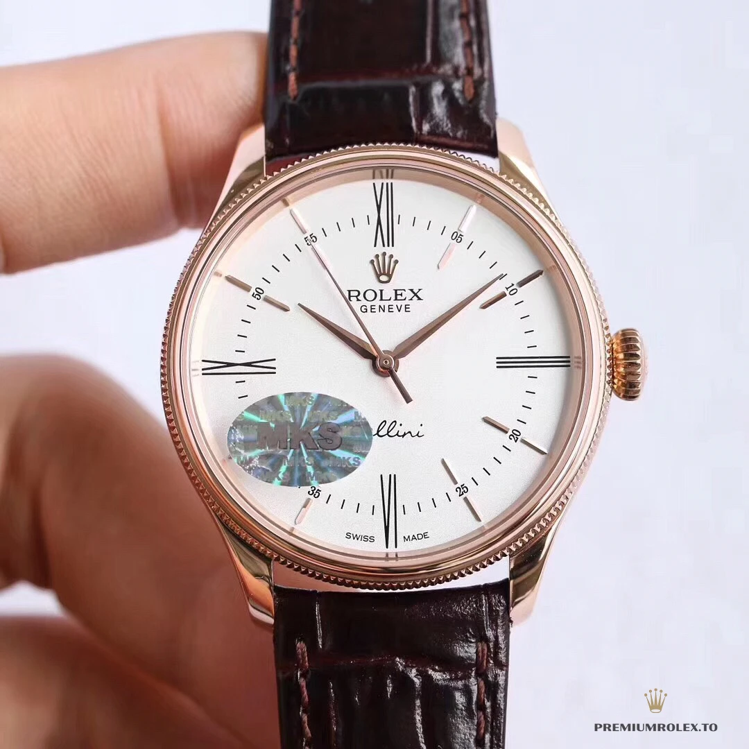 Superclone Rolex Cellini Time Rose gold 50505 39mm White Dial - 1:1 Swiss Replica Watch