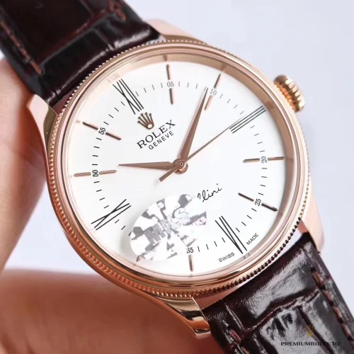Superclone Rolex Cellini Time Rose gold 50505 39mm White Dial - High-Grade Replica Watch