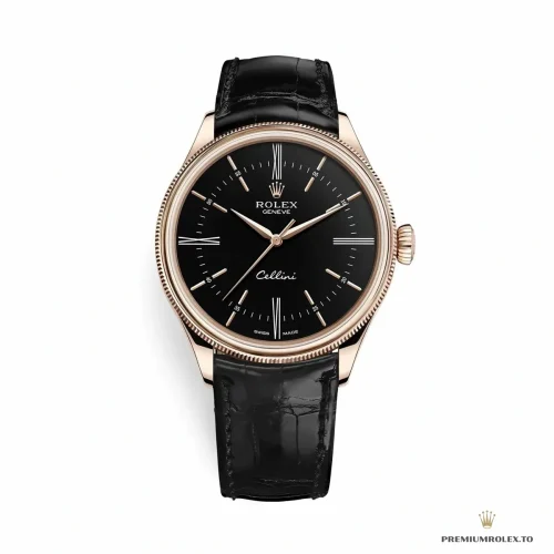 Super clone Rolex Cellini Time Rose Gold 50505.009 Black 39mm Dial - Affordable Luxury Fake Timepiece