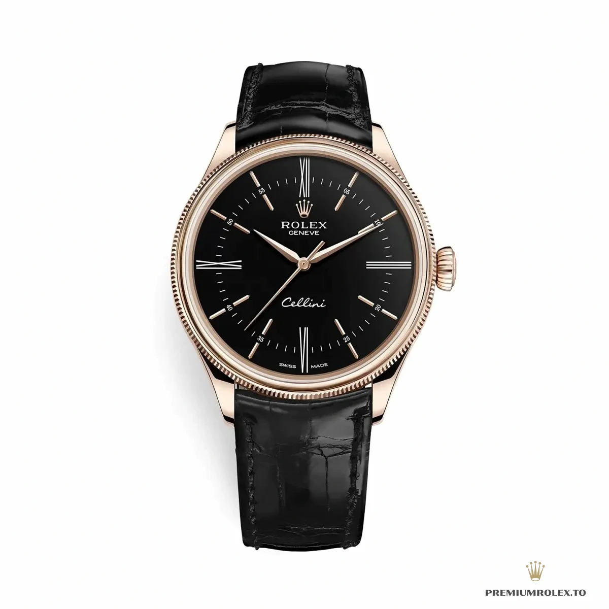 Super clone Rolex Cellini Time Rose Gold 50505.009 Black 39mm Dial - Affordable Luxury Fake Timepiece