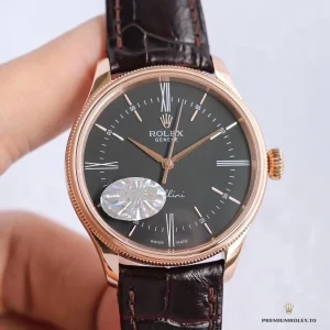 Overhead angle of Cellini Time showing symmetrical no-date black dial