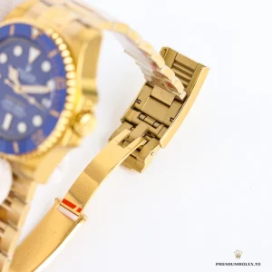 Close-up of gold-toned Chromalight indices on black Deepsea dial