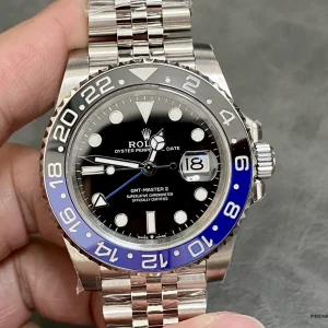 Close-up of blue-to-black Cerachrom bezel gradient on 126710BLNR