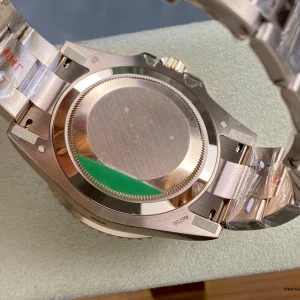 Caseback of Rootbeer GMT with Rolex coronet and fluted pattern
