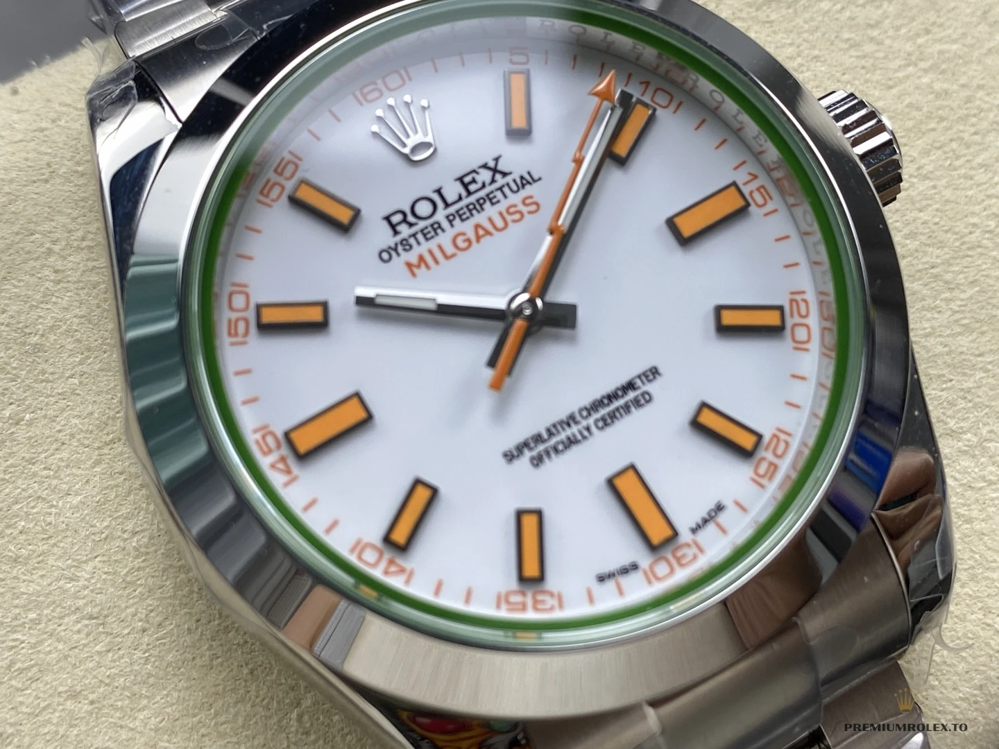 Replica Rolex Milgauss 116400.03 White Dial 40mm Orange - Affordable Super Clone Watch