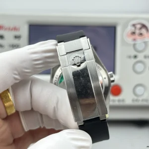 Wrist shot of Milgauss on Oysterflex strap in outdoor setting