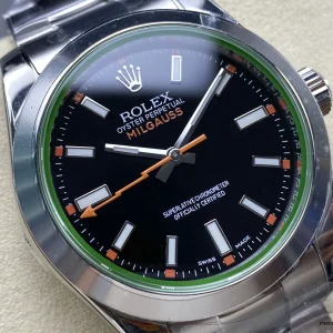 Angled dial shot highlighting lightning-bolt seconds hand sweep