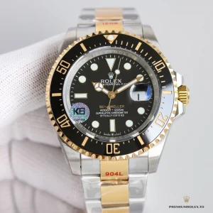 Helium valve at nine o'clock on the two-tone Sea-Dweller case