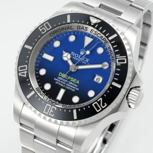 Deepsea 126660 with blue-to-black gradient dial and black bezel, studio three-quarter view