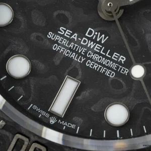 Carbon crown guards and helium valve on stealth Sea-Dweller case